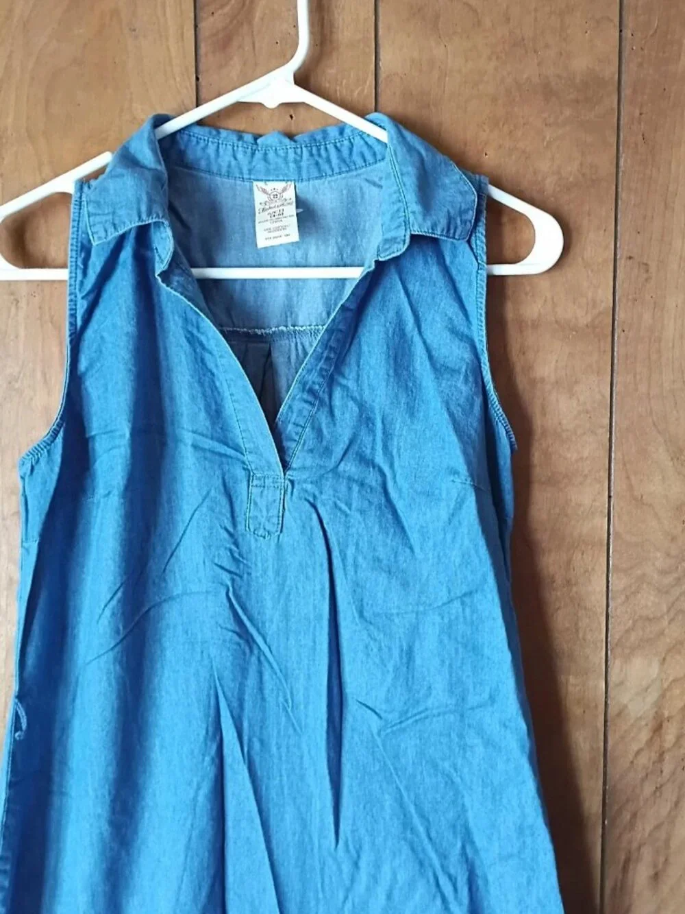 Faded Glory Blue Cotton Sleeveless Shift Dress Size Small Casual Summer - Picture 2 of 4